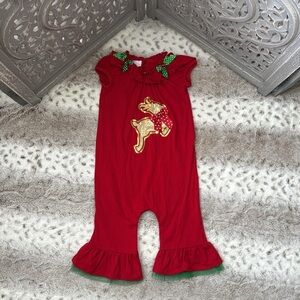Bonnie Jean red Christmas romper baby girls 24 months sequin reindeer holiday